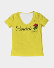 Load image into Gallery viewer, CONCRETE ROSE - YELLOW Women&#39;s V-Neck Tee
